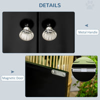 HKM-1213629 Elevated Dog Bowl Station with 44L Storage Cabinet and Stainless Steel Bowls, Black