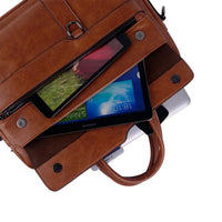 HKM-121363 Waterproof PU Leather Laptop Bag for Men and Women - 15.6 Inch Large Capacity Business Shoulder Bag