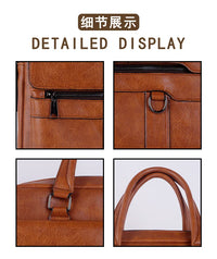 HKM-121363 Waterproof PU Leather Laptop Bag for Men and Women - 15.6 Inch Large Capacity Business Shoulder Bag