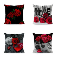 HKM-121491 Flower Print Super Soft Pillow Cover - Modern 45x45cm Cushion Case in Various Colors