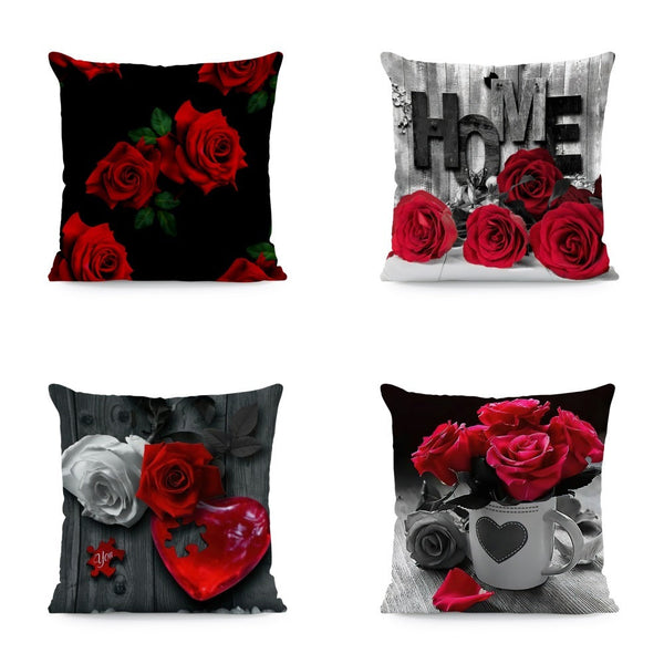 HKM-121491 Flower Print Super Soft Pillow Cover - Modern 45x45cm Cushion Case in Various Colors