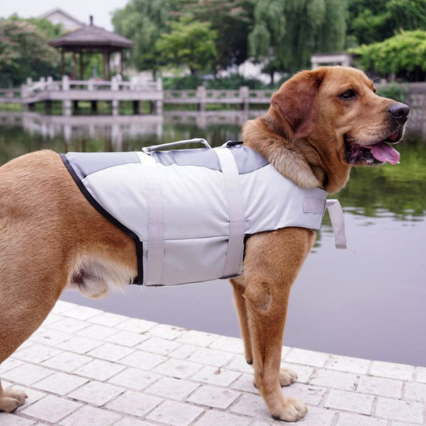 HKM-1216701 Rose Red & Silver Grey Pet Life Jacket - Safe & Durable Polyester Vest, Sizes XS to L