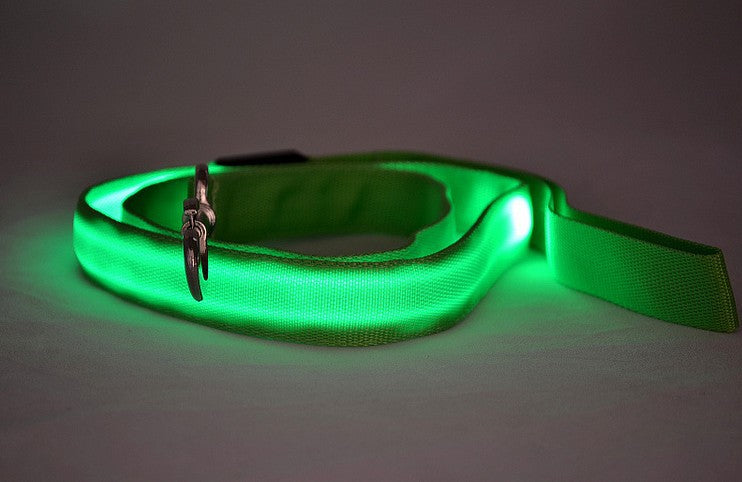 HKM-1217213 LED Adjustable Nylon Traction Belt Dog Leash with Multicolor Light - 120CM Length, 2.5CM Width