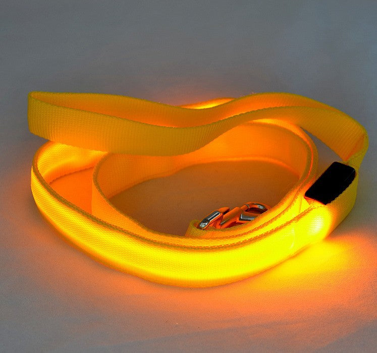 HKM-1217213 LED Adjustable Nylon Traction Belt Dog Leash with Multicolor Light - 120CM Length, 2.5CM Width