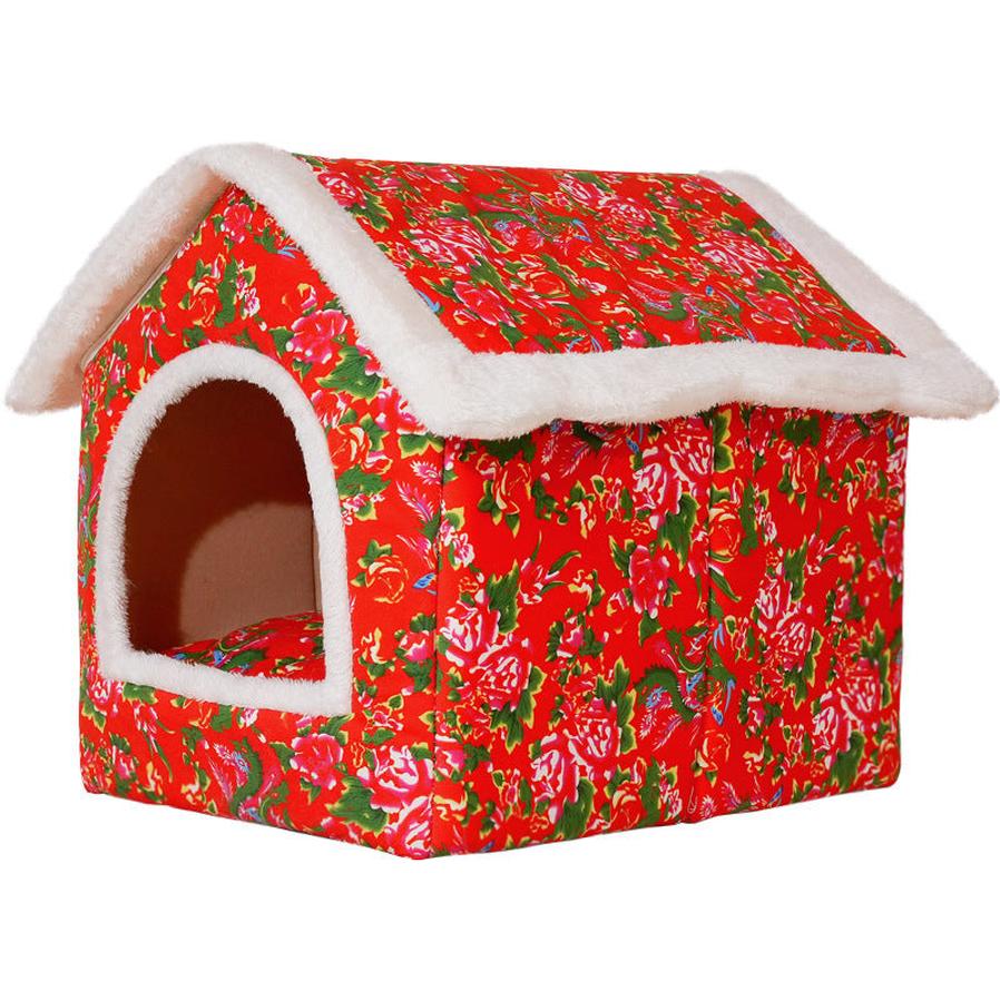 HKM-121811 Cozy Chinese Style Cat Nest for All Seasons - Spacious and Warm Closed Cat House
