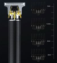 HKM-121875 Rechargeable Electric Hair Clipper with Gold Steel Blade, 10W Power, and Four Length Combs