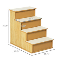 HKM-1218877 Cushioned Pet Stairs for Small Dogs and Cats, Removable Cover, Supports Up to 22 lbs, Natural Finish