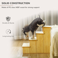 HKM-1218877 Cushioned Pet Stairs for Small Dogs and Cats, Removable Cover, Supports Up to 22 lbs, Natural Finish