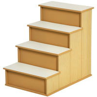 HKM-1218877 Cushioned Pet Stairs for Small Dogs and Cats, Removable Cover, Supports Up to 22 lbs, Natural Finish