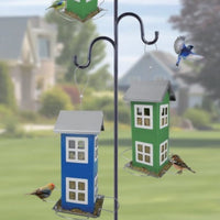 HKM-122067 Iron Outdoor Bird Feeder Cage in Green and Red - Hummingbird Supplies, 4.72x4.72x7.48in