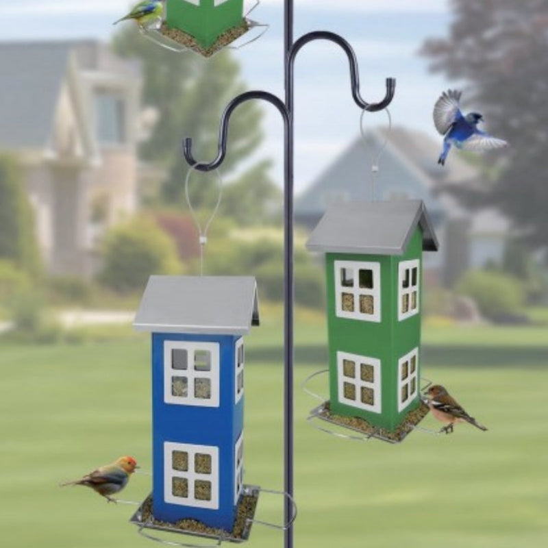 HKM-122067 Iron Outdoor Bird Feeder Cage in Green and Red - Hummingbird Supplies, 4.72x4.72x7.48in