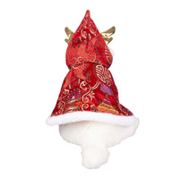 HKM-1221565 Elegant Brocade Satin Cloak for Dogs & Cats - Adjustable Size in Yellow and Red