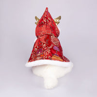 HKM-1221565 Elegant Brocade Satin Cloak for Dogs & Cats - Adjustable Size in Yellow and Red