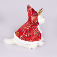 HKM-1221565 Elegant Brocade Satin Cloak for Dogs & Cats - Adjustable Size in Yellow and Red