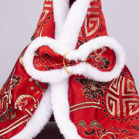 HKM-1221565 Elegant Brocade Satin Cloak for Dogs & Cats - Adjustable Size in Yellow and Red