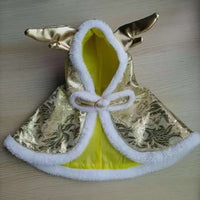 HKM-1221565 Elegant Brocade Satin Cloak for Dogs & Cats - Adjustable Size in Yellow and Red