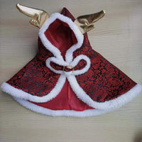 HKM-1221565 Elegant Brocade Satin Cloak for Dogs & Cats - Adjustable Size in Yellow and Red
