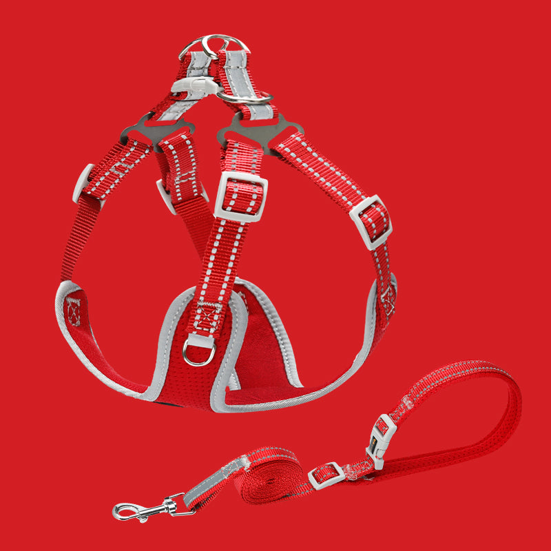 HKM-1222461 Reflective Dog Vest Collar with Breathable Traction Rope for Small to Medium Breeds