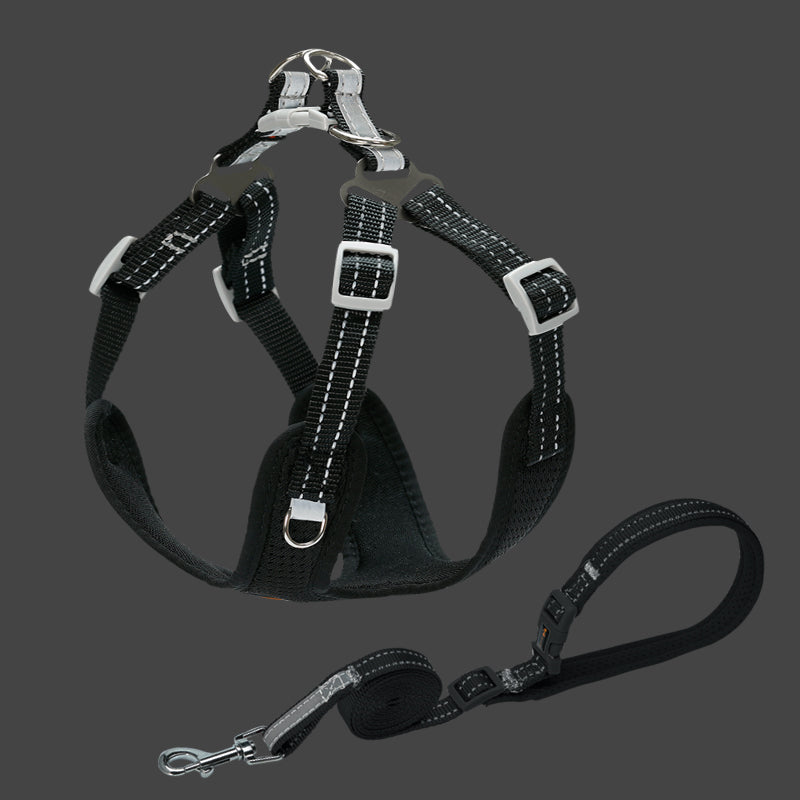 HKM-1222461 Reflective Dog Vest Collar with Breathable Traction Rope for Small to Medium Breeds