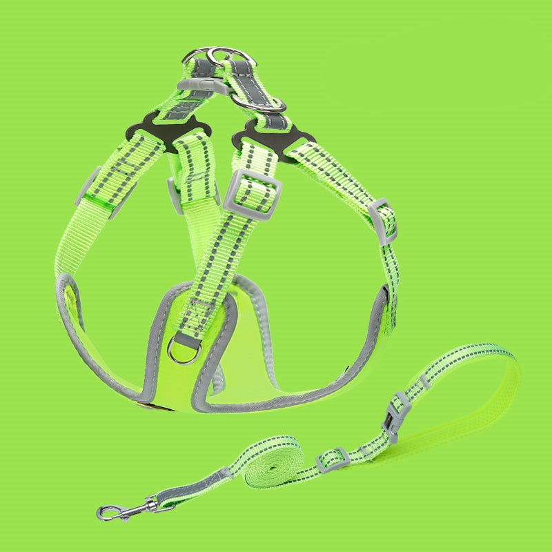 HKM-1222461 Reflective Dog Vest Collar with Breathable Traction Rope for Small to Medium Breeds