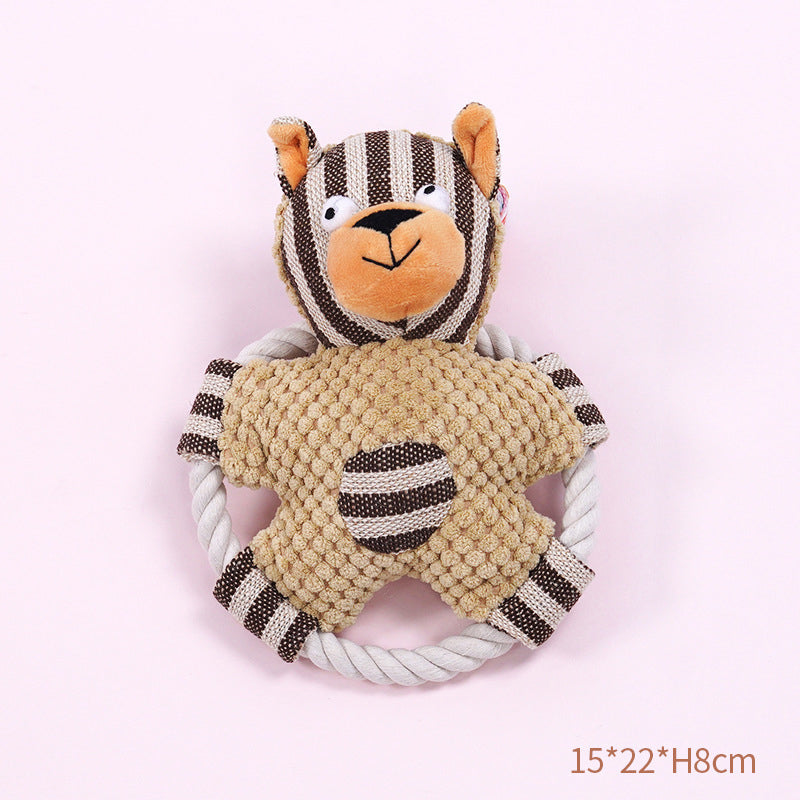 HKM-1222845 Durable Cotton Rope Dog Toy with Sound, Molar Teeth Cleaning & Knot Training Features