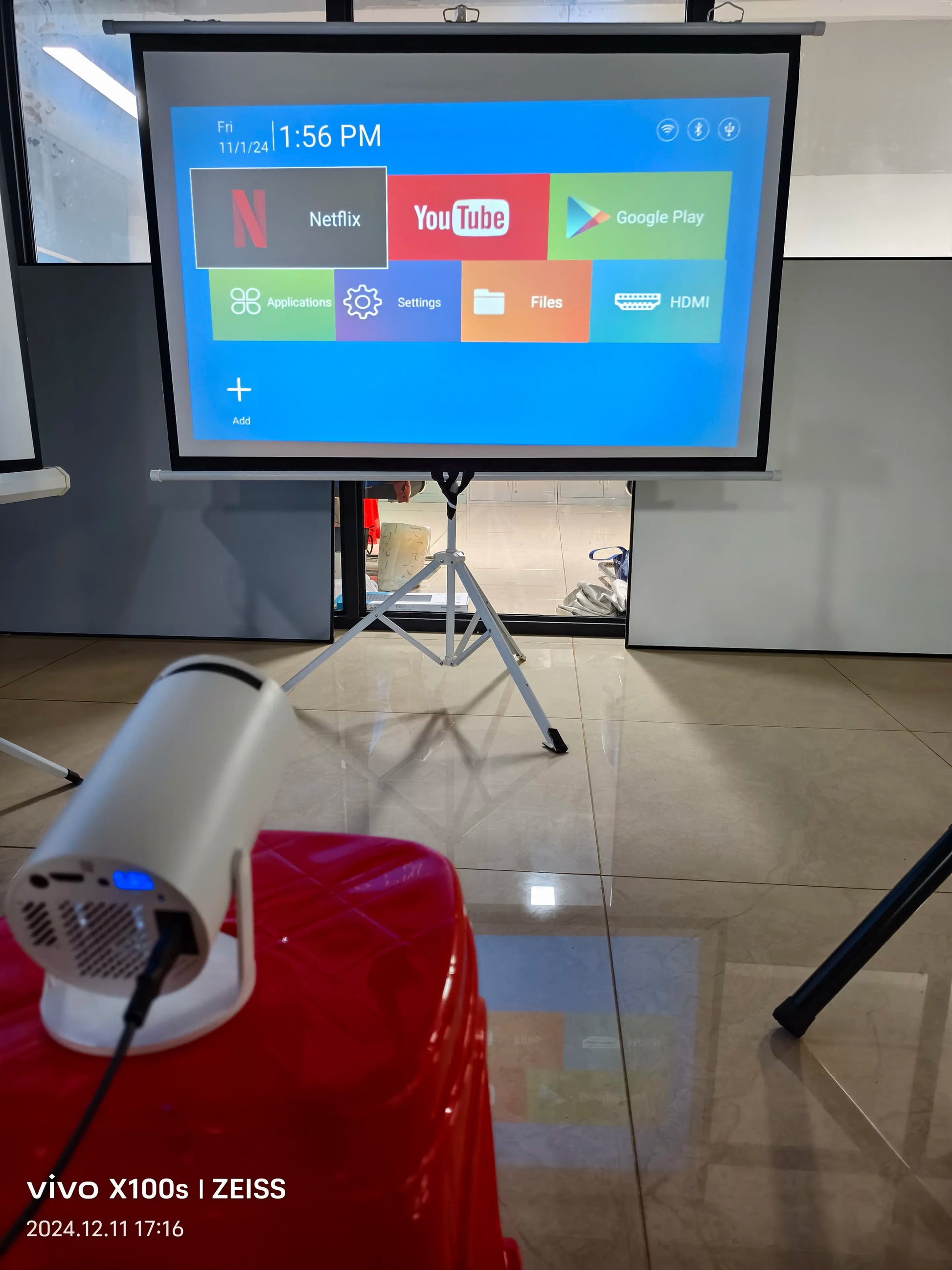 HKM-122323 Portable Mini Projector with 720p Resolution, Android 11, and Wi-Fi for Streaming Movies and Videos