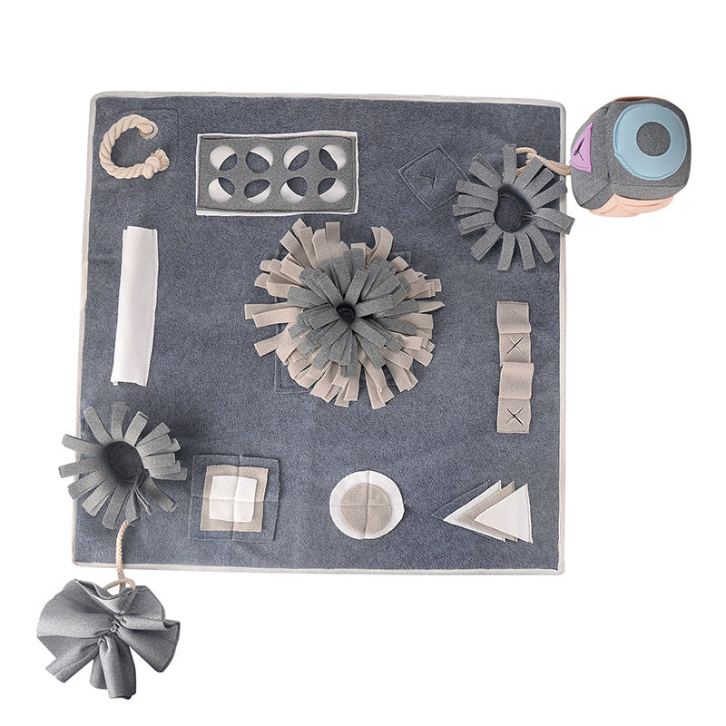 HKM-1223997 Interactive Dog Sniffing Mat in Gray - Soft Polar Flannel, 70x70CM, Perfect for Engaging Play