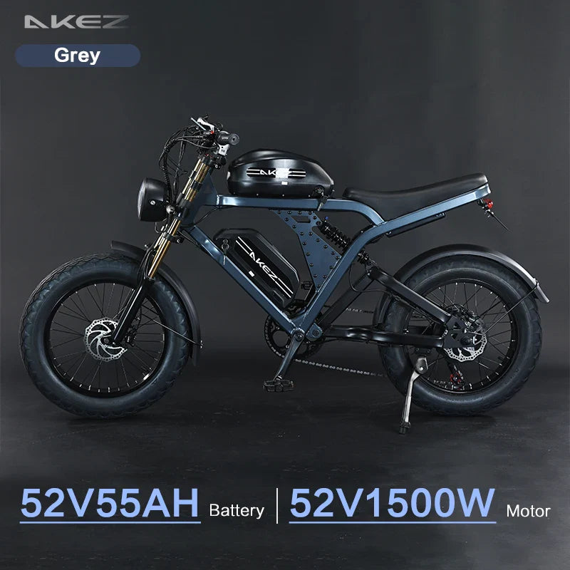 HKM-122515 Akez King Kong 52V 1500W Electric Bike with Dual Batteries – Long-Range 55Ah E-Bike for Adults