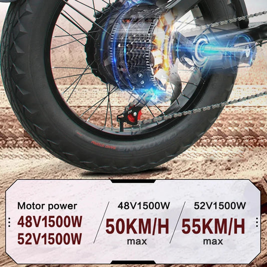 HKM-122515 Akez King Kong 52V 1500W Electric Bike with Dual Batteries – Long-Range 55Ah E-Bike for Adults