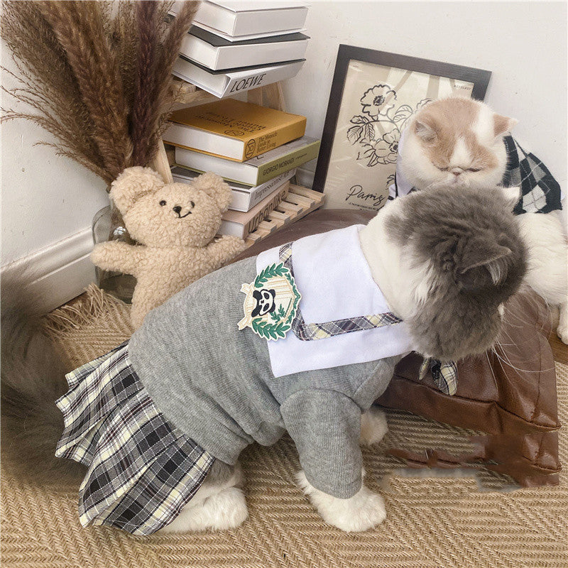 HKM-1226941 Pet Dress in British Plaid Design – Spring Collection Sweater Vest & Dress Options