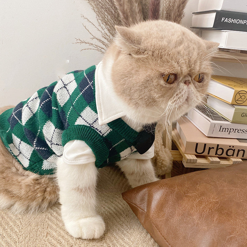 HKM-1226941 Pet Dress in British Plaid Design – Spring Collection Sweater Vest & Dress Options
