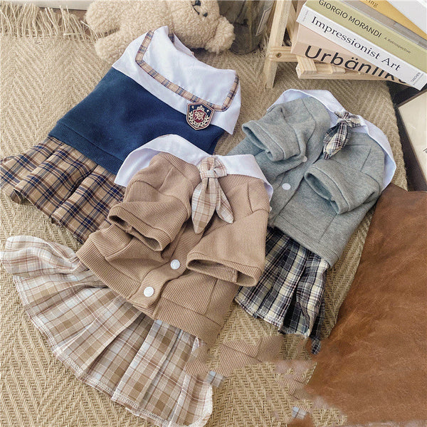 HKM-1226941 Pet Dress in British Plaid Design – Spring Collection Sweater Vest & Dress Options