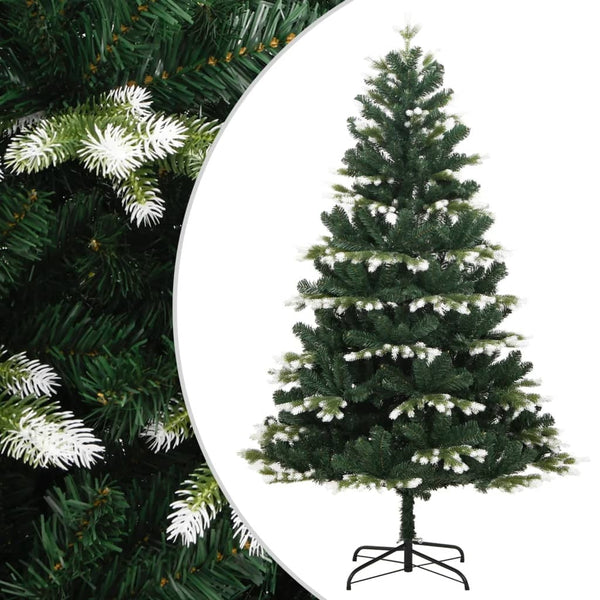 HKM-122771 Snow-Covered Foldable Artificial Christmas Tree - 180 cm, Lifelike Green and White Design