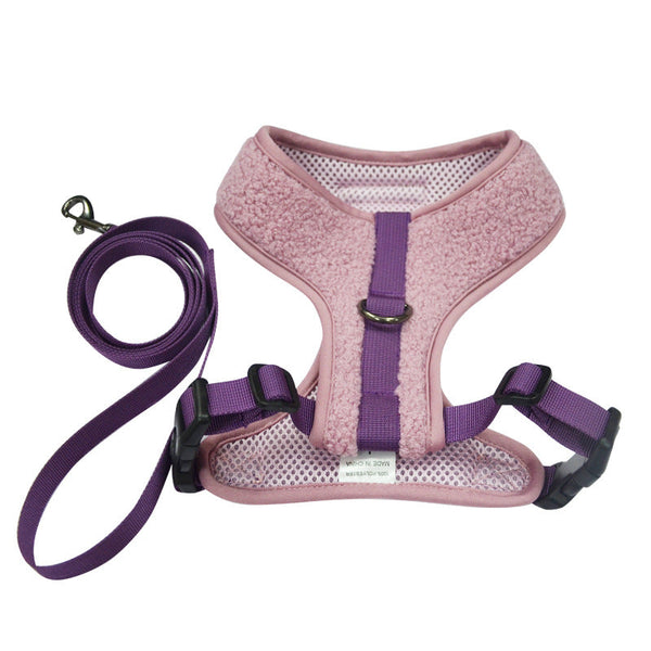 HKM-1228221 Adjustable Pet Dog Leash with Double Buckle Chest Strap - Available in Multiple Sizes and Colors