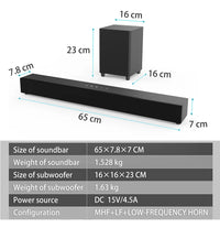 HKM-122963 70W Wireless Sound Bar with Subwoofer - Home Theater Surround Sound System, Multi-Function Audio, and Custom Sound Modes