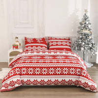 HKM-122963 Red Modern Simple Style Three-Piece Bed Set with Soft Chemical Fiber Material - Various Sizes Available