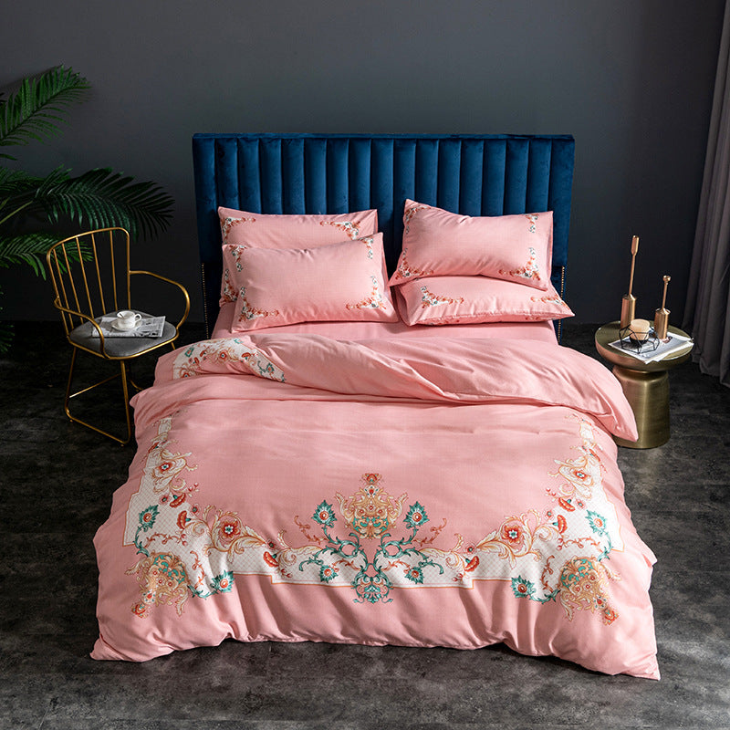 HKM-122963 Skin-Friendly Large Four-Piece Bedding Set for 1.5m and 1.8m Beds - European Floral Designs Available