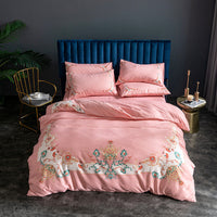 HKM-122963 Skin-Friendly Large Four-Piece Bedding Set for 1.5m and 1.8m Beds - European Floral Designs Available