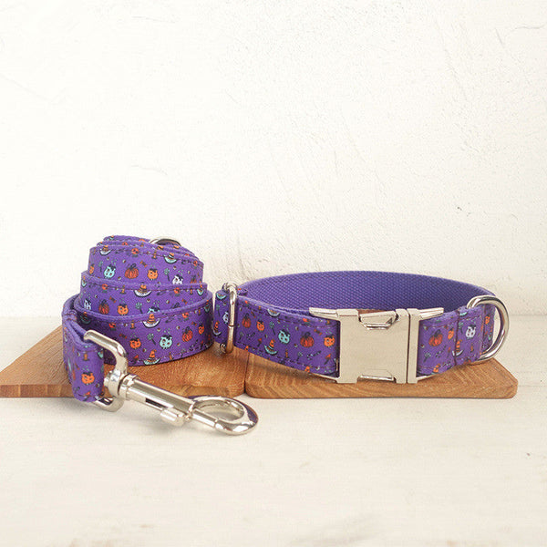 HKM-1230909 Purple Halloween Pet Set Dog Collar for Fashionable Pets