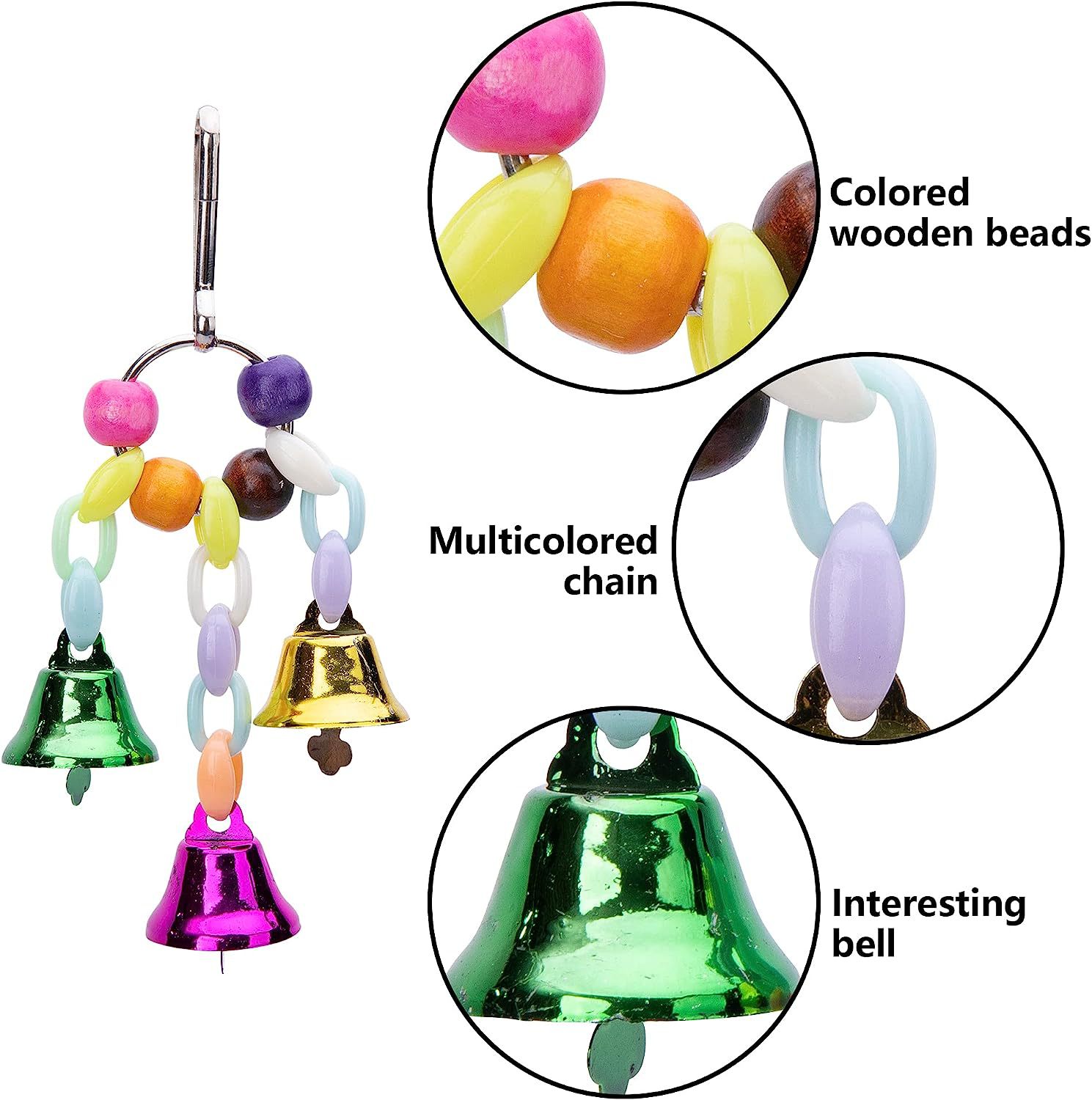 HKM-1232189 Wooden Parrot Toy Set with 7 Accessories for Birds - Swing, Perch, and More