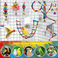 HKM-1232189 Wooden Parrot Toy Set with 7 Accessories for Birds - Swing, Perch, and More