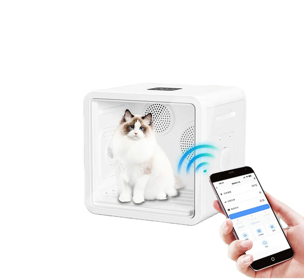 HKM-123219 Temperature Controlled Quiet Pet Dryer Box for Small Dogs and Cats - 110-240V ABS Plastic