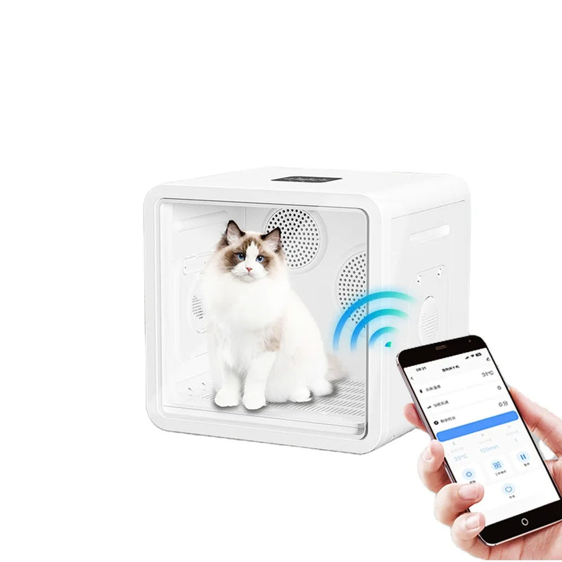 HKM-123219 Temperature Controlled Quiet Pet Dryer Box for Small Dogs and Cats - 110-240V ABS Plastic