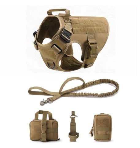 HKM-1234493 Tactical Elastic Leash and Harness Set for Pets - Nylon, Multiple Colors Available