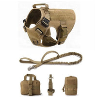 HKM-1234493 Tactical Elastic Leash and Harness Set for Pets - Nylon, Multiple Colors Available