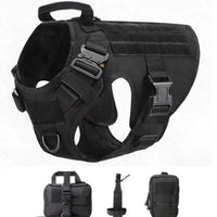 HKM-1234493 Tactical Elastic Leash and Harness Set for Pets - Nylon, Multiple Colors Available