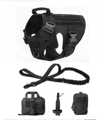 HKM-1234493 Tactical Elastic Leash and Harness Set for Pets - Nylon, Multiple Colors Available
