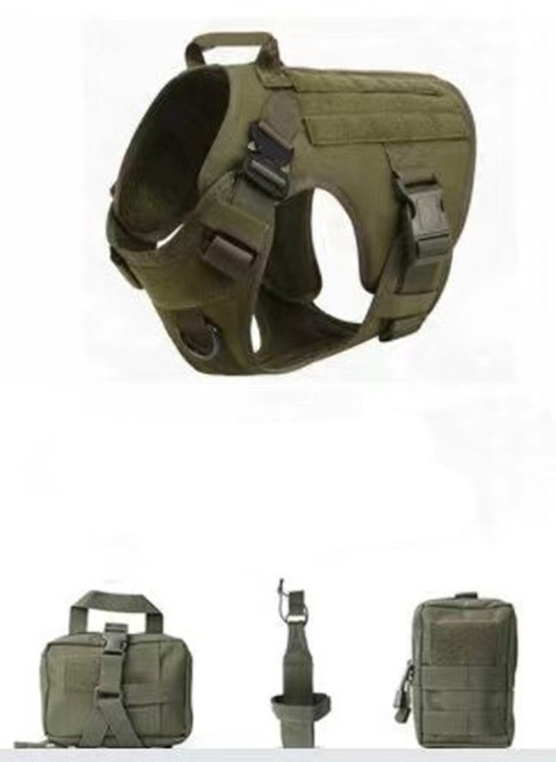 HKM-1234493 Tactical Elastic Leash and Harness Set for Pets - Nylon, Multiple Colors Available