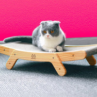 HKM-1234877 Durable Corrugated Cat Scratch Board with Solid Wood Frame - 55 x 32.5 x 13 cm