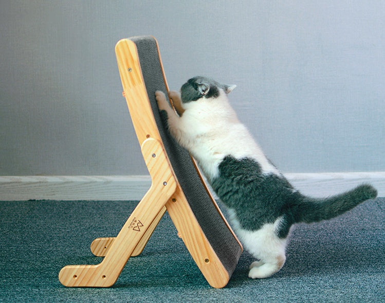 HKM-1234877 Durable Corrugated Cat Scratch Board with Solid Wood Frame - 55 x 32.5 x 13 cm